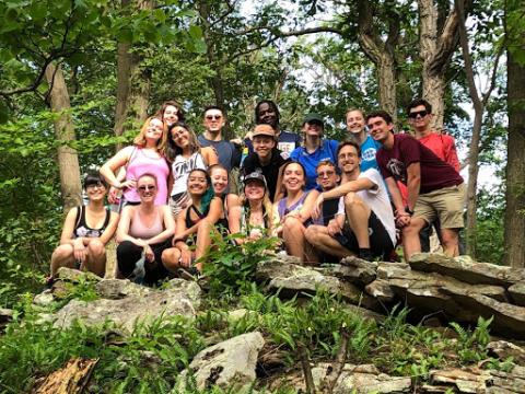 Group of students hiking