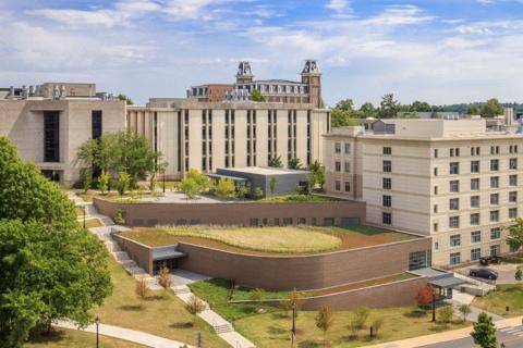 view of University of Arkansas buildings