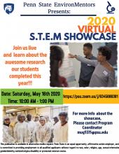 Flyer about the 2020 Virtual S.T.E.M. Showcase for Penn State EnvironMentors