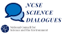 Two speech bubbles with text "NCSE Science Dialogues" and NCSE logo
